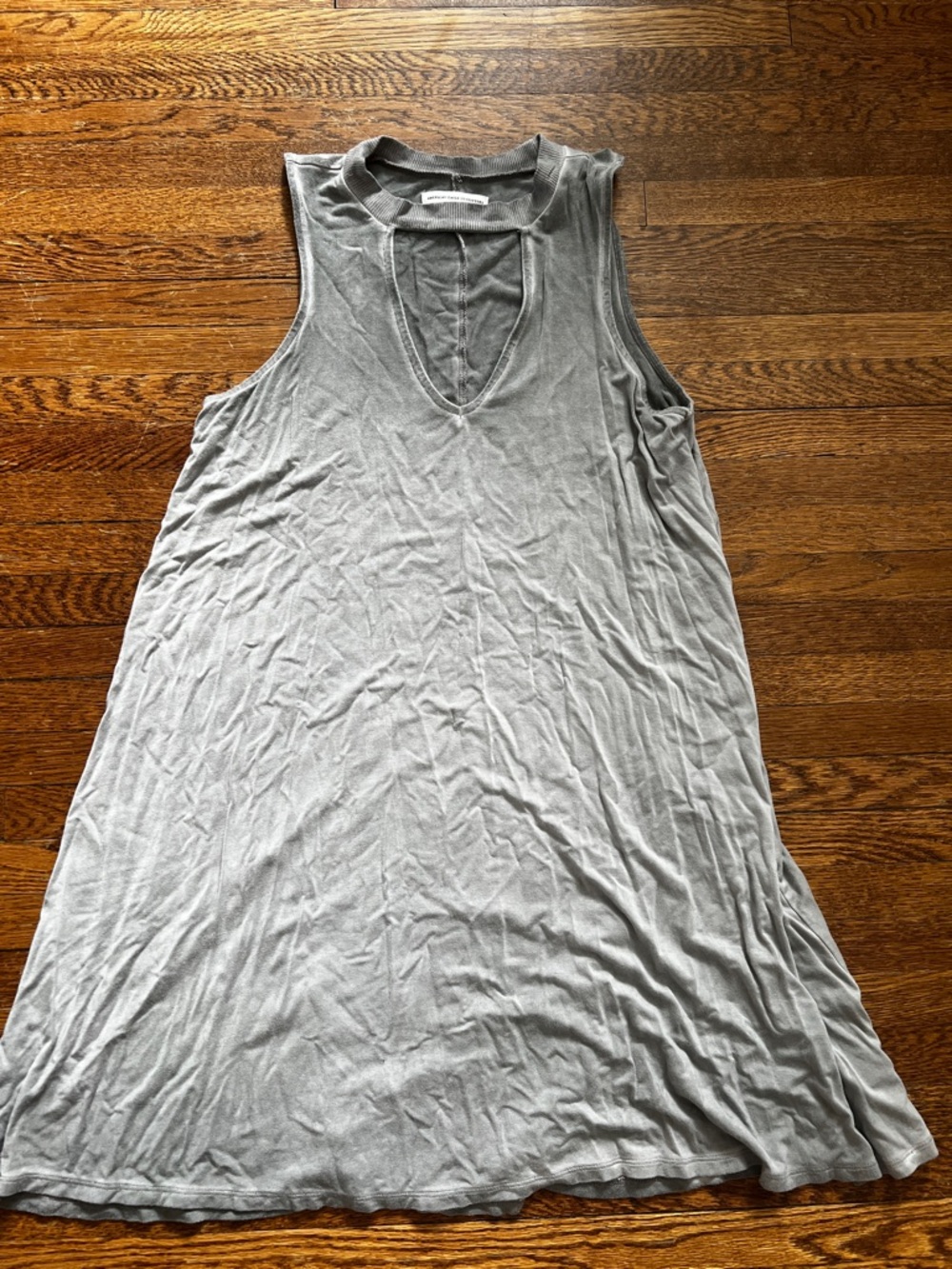 American Eagle Gray High Neck Cutout Swing and Flowy Dress Size Small‎